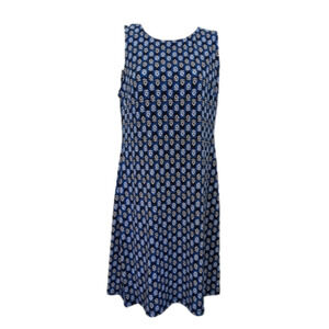 TOMMY HILFIGER BLUE ANCHOR STYLE FLOWER PATTERN SHIFT MINI DRESS SIZE 4